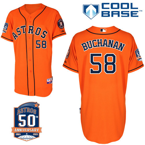 #58 Jake Buchanan Orange MLB Jersey-Houston Astros Stitched Cool Base Baseball Jersey