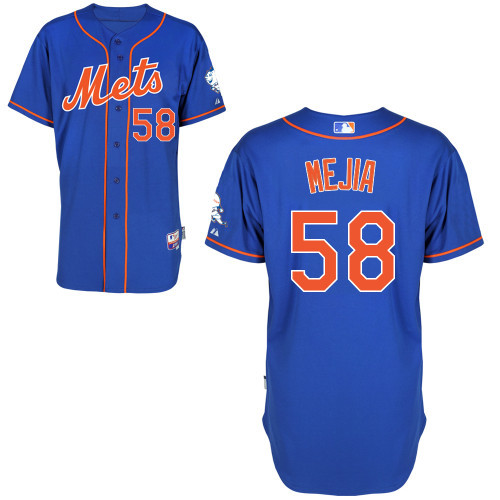 #58 Jenrry Mejia Blue MLB Jersey-New York Mets Stitched Cool Base Baseball Jersey