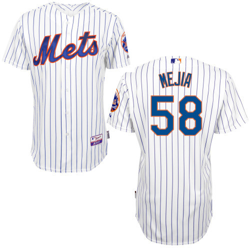#58 Jenrry Mejia White Pinstripe MLB Jersey-New York Mets Stitched Player Baseball Jersey