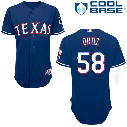 #58 Joseph Ortiz Blue MLB Jersey-Texas Rangers Stitched Cool Base Baseball Jersey