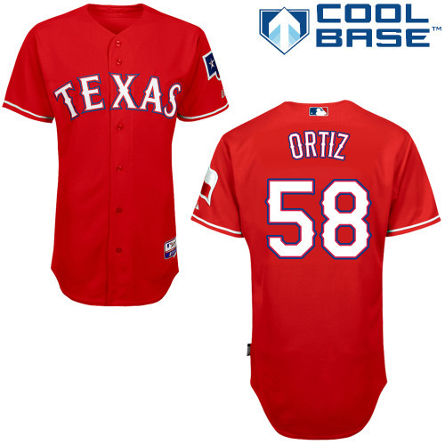 #58 Joseph Ortiz Red MLB Jersey-Texas Rangers Stitched Cool Base Baseball Jersey