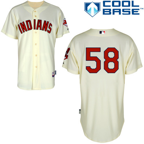 #58 TJ House Cream MLB Jersey-Cleveland Indians Stitched Cool Base Baseball Jersey