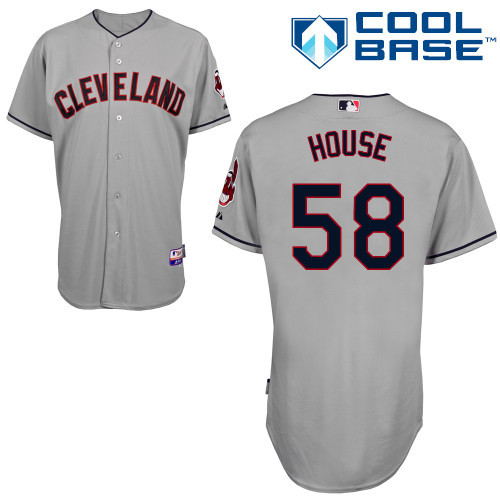 #58 TJ House Gray MLB Jersey-Cleveland Indians Stitched Cool Base Baseball Jersey