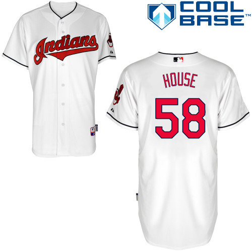 #58 TJ House White MLB Jersey-Cleveland Indians Stitched Cool Base Baseball Jersey
