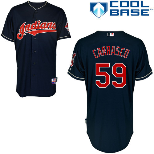 #59 Carlos Carrasco Dark Blue MLB Jersey-Cleveland Indians Stitched Cool Base Baseball Jersey