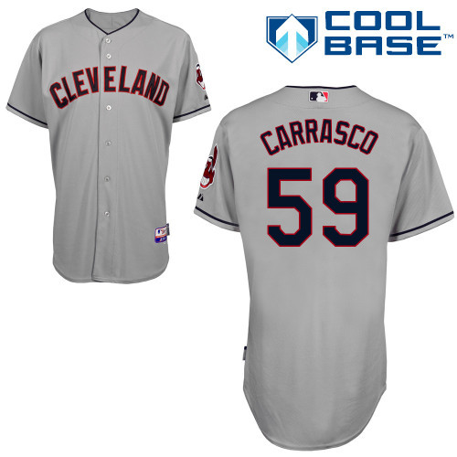 #59 Carlos Carrasco Gray MLB Jersey-Cleveland Indians Stitched Cool Base Baseball Jersey