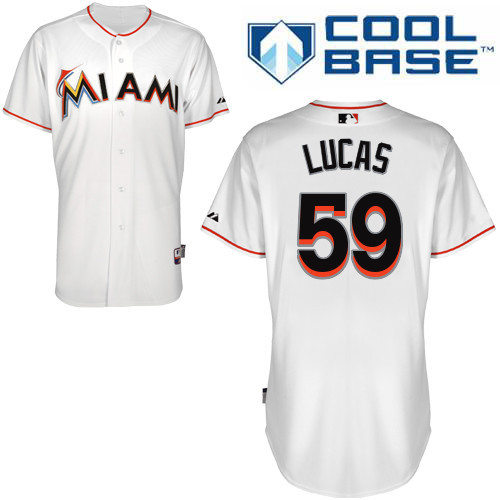 #59 Ed Lucas White MLB Jersey-Miami Marlins Stitched Cool Base Baseball Jersey