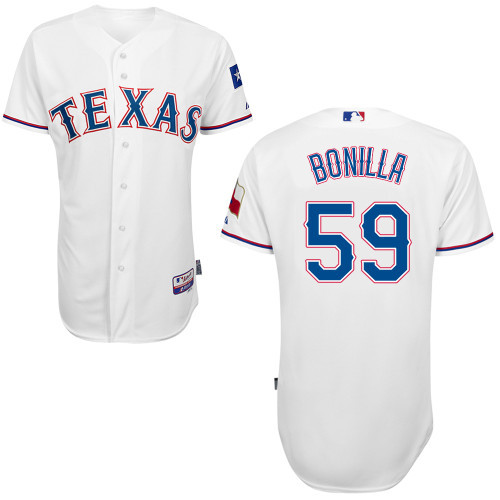 #59 Lisalverto Bonilla White MLB Jersey-Texas Rangers Stitched Cool Base Baseball Jersey