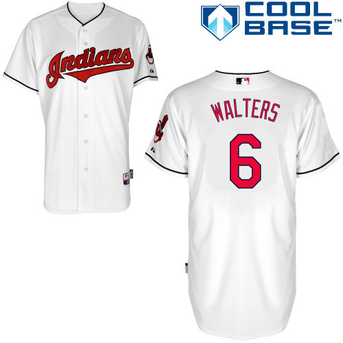 #6 Zach Walters White MLB Jersey-Cleveland Indians Stitched Cool Base Baseball Jersey