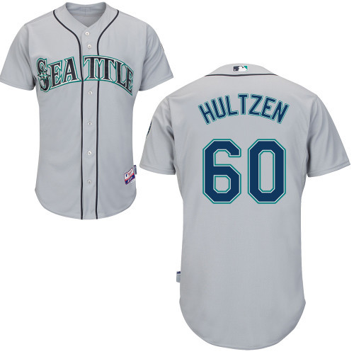 #60 Danny Hultzen Gray MLB Jersey-Seattle Mariners Stitched Cool Base Baseball Jersey
