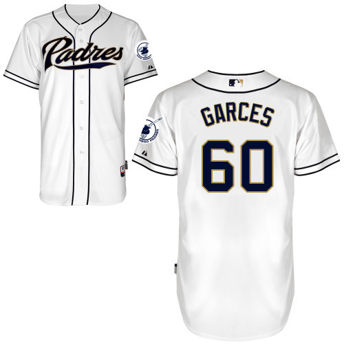 #60 Frank Garces White MLB Jersey-San Diego Padres Stitched Cool Base Baseball Jersey