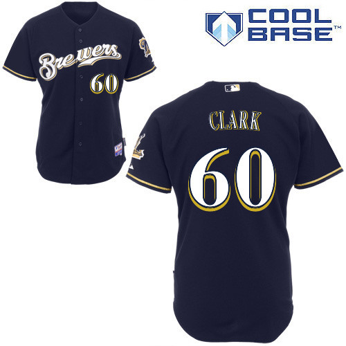 #60 Matt Clark Dark Blue MLB Jersey-Milwaukee Brewers Stitched Cool Base Baseball Jersey