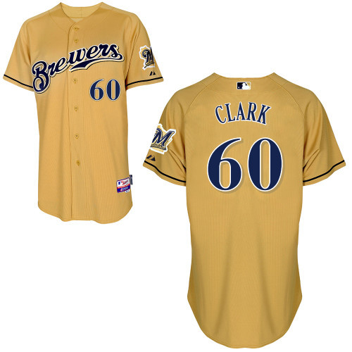 #60 Matt Clark Gold MLB Jersey-Milwaukee Brewers Stitched Cool Base Baseball Jersey