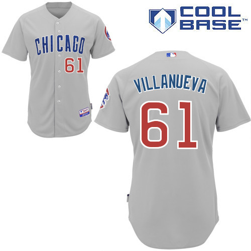 #61 Christian Villanueva Light Gray MLB Jersey-Chicago Cubs Stitched Cool Base Baseball Jersey