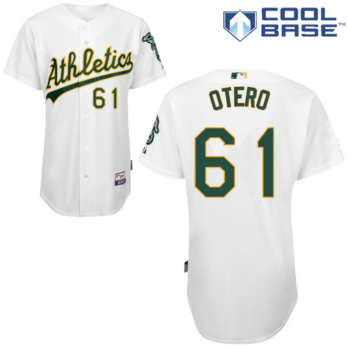 #61 Dan Otero White MLB Jersey-Oakland Athletics Stitched Cool Base Baseball Jersey