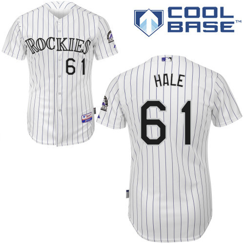 #61 David Hale White Pinstripe MLB Jersey-Colorado Rockies Stitched Cool Base Baseball Jersey