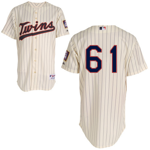 #61 Miguel Sano Cream Pinstripe MLB Jersey-Minnesota Twins Stitched Player Baseball Jersey