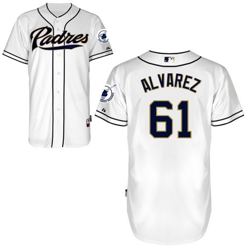 #61 R.J. Alvarez White MLB Jersey-San Diego Padres Stitched Cool Base Baseball Jersey