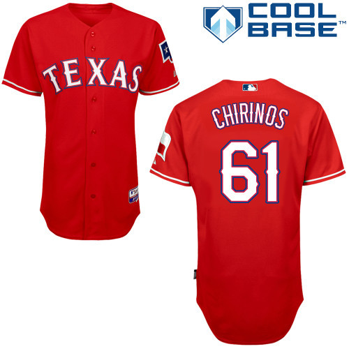 #61 Robinson Chirinos Red MLB Jersey-Texas Rangers Stitched Cool Base Baseball Jersey