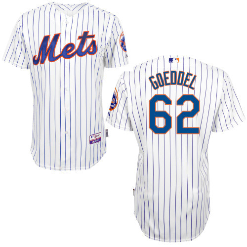 #62 Erik Goeddel White Pinstripe MLB Jersey-New York Mets Stitched Player Baseball Jersey