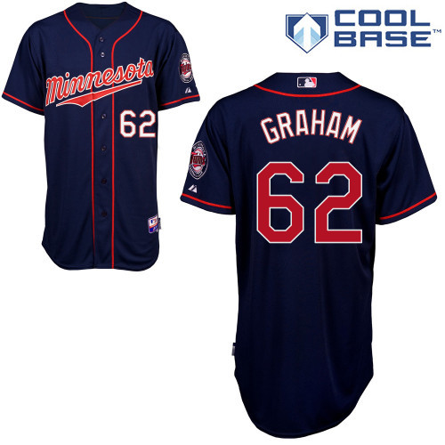 #62 JR Graham Dark Blue MLB Jersey-Minnesota Twins Stitched Cool Base Baseball Jersey