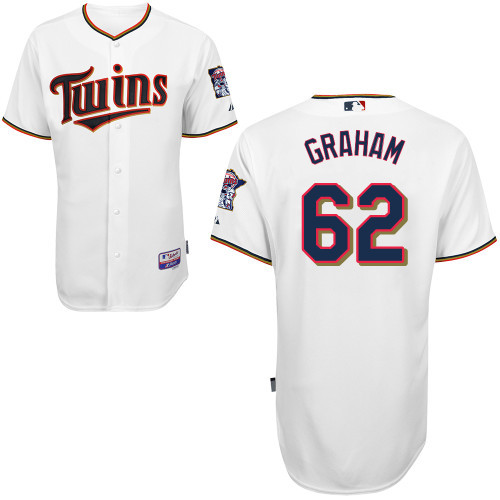 #62 JR Graham White MLB Jersey-Minnesota Twins Stitched Cool Base Baseball Jersey