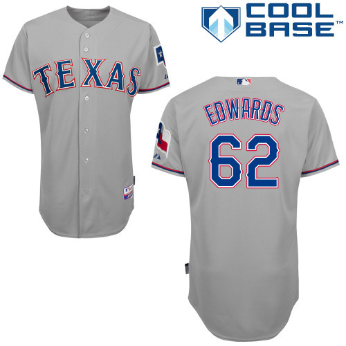#62 Jon Edwards Gray MLB Jersey-Texas Rangers Stitched Cool Base Baseball Jersey