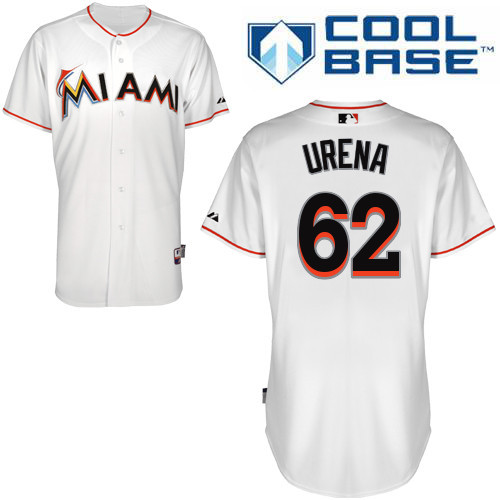 #62 Jose Urena White MLB Jersey-Miami Marlins Stitched Cool Base Baseball Jersey
