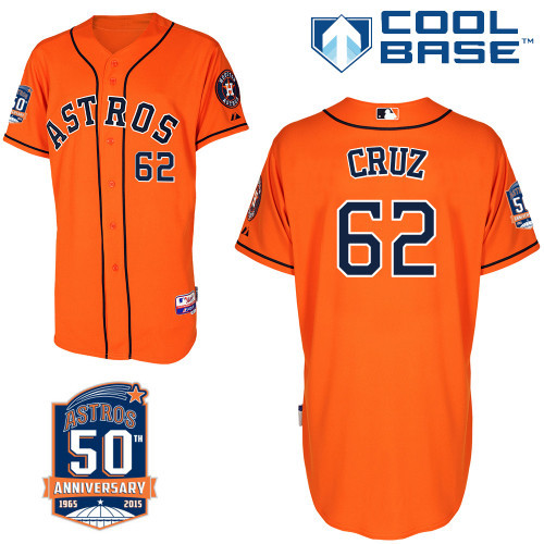 #62 Luis Cruz Orange MLB Jersey-Houston Astros Stitched Cool Base Baseball Jersey