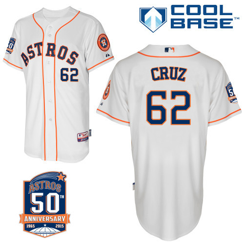#62 Luis Cruz White MLB Jersey-Houston Astros Stitched Cool Base Baseball Jersey