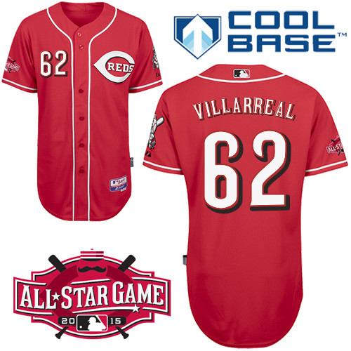 #62 Pedro Villarreal Red MLB Jersey-Cincinnati Reds Stitched Cool Base Baseball Jersey