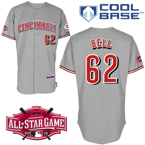 #62 Trevor Bell Gray MLB Jersey-Cincinnati Reds Stitched Cool Base Baseball Jersey