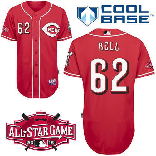 #62 Trevor Bell Red MLB Jersey-Cincinnati Reds Stitched Cool Base Baseball Jersey