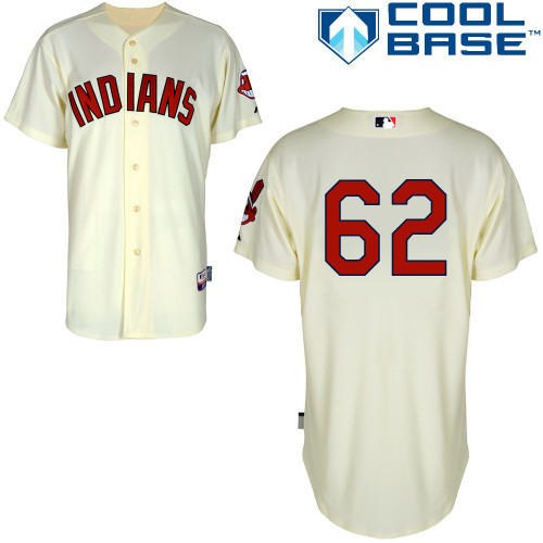 #62 Tyler Holt Cream MLB Jersey-Cleveland Indians Stitched Cool Base Baseball Jersey