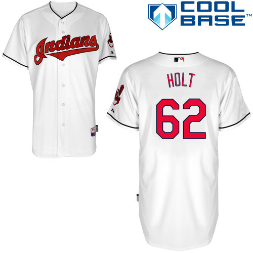 #62 Tyler Holt White MLB Jersey-Cleveland Indians Stitched Cool Base Baseball Jersey