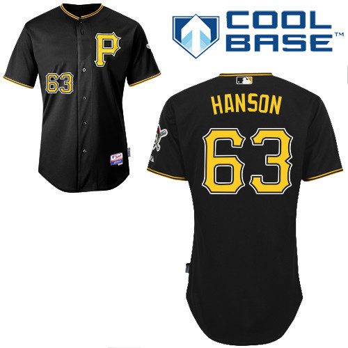 #63 Alen Hanson Black MLB Jersey-Pittsburgh Pirates Stitched Cool Base Baseball Jersey