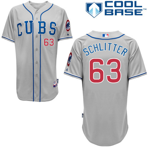 #63 Brian Schlitter 2014 Gray MLB Jersey-Chicago Cubs Stitched Cool Base Baseball Jersey