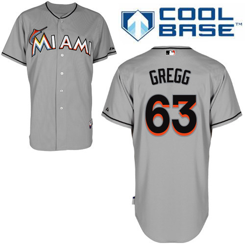 #63 Kevin Gregg Gray MLB Jersey-Miami Marlins Stitched Cool Base Baseball Jersey