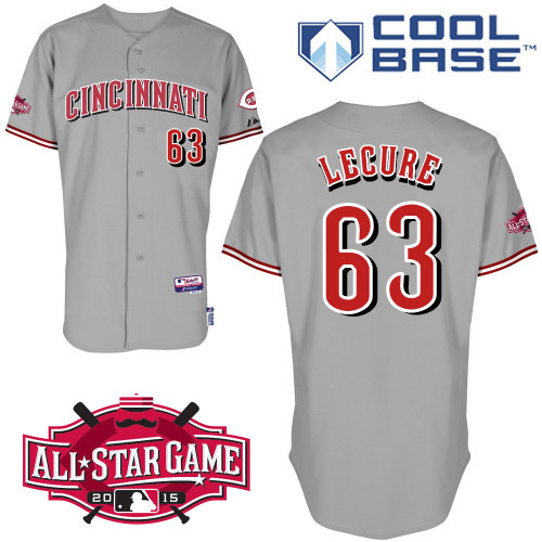 #63 Sam Lecure Gray MLB Jersey-Cincinnati Reds Stitched Cool Base Baseball Jersey