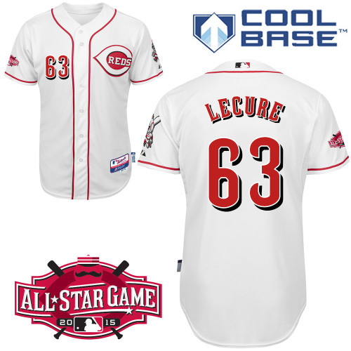 #63 Sam Lecure White MLB Jersey-Cincinnati Reds Stitched Cool Base Baseball Jersey