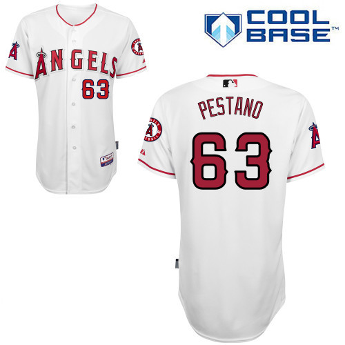 #63 Vinnie Pestano White MLB Jersey-Los Angeles Angels Of Anaheim Stitched Cool Base Baseball Jersey