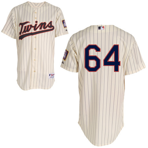 #64 Aaron Thompson Cream Pinstripe MLB Jersey-Minnesota Twins Stitched Player Baseball Jersey