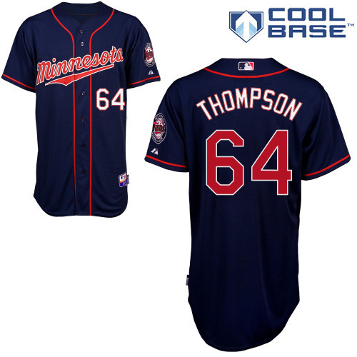 #64 Aaron Thompson Dark Blue MLB Jersey-Minnesota Twins Stitched Cool Base Baseball Jersey