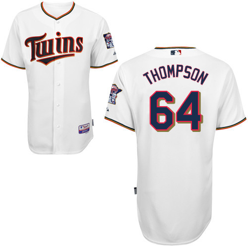 #64 Aaron Thompson White MLB Jersey-Minnesota Twins Stitched Cool Base Baseball Jersey