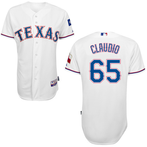 #65 Alex Claudio White MLB Jersey-Texas Rangers Stitched Cool Base Baseball Jersey