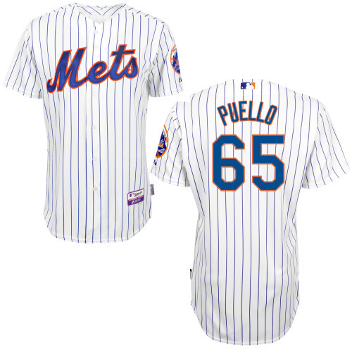#65 Cesar Puello White Pinstripe MLB Jersey-New York Mets Stitched Player Baseball Jersey