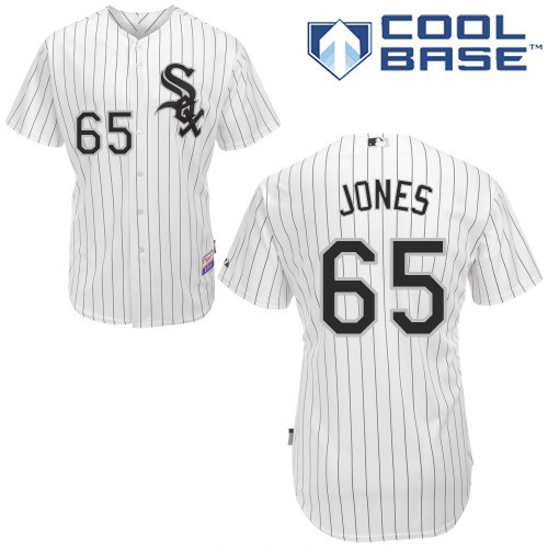 #65 Nate Jones White Pinstripe MLB Jersey-Chicago White Sox Stitched Cool Base Baseball Jersey