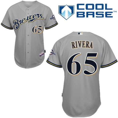 #65 Yadiel Rivera Gray MLB Jersey-Milwaukee Brewers Stitched Cool Base Baseball Jersey