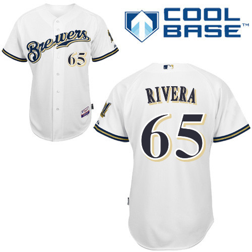 #65 Yadiel Rivera White MLB Jersey-Milwaukee Brewers Stitched Cool Base Baseball Jersey