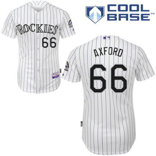 #66 John Axford White Pinstripe MLB Jersey-Colorado Rockies Stitched Cool Base Baseball Jersey